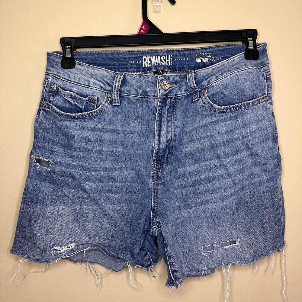 Rewash Blue Jean Shorts with Distressed Hem